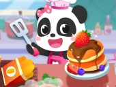 Baby panda breakfast cooking