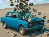 Car crash test: abandoned city